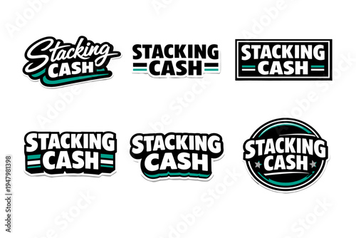 Stacking cash bold typography sticker design