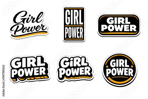 Girl power energetic typography sticker