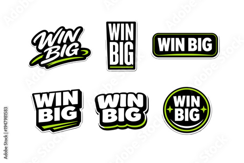 Win big typography sticker design