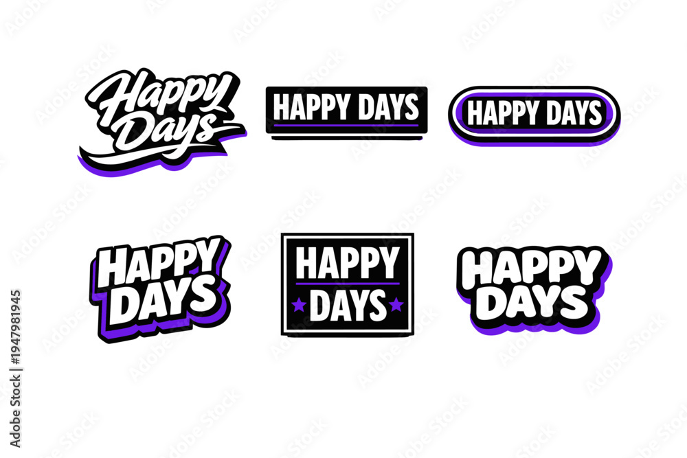 Obraz premium Happy days motivational typography sticker set