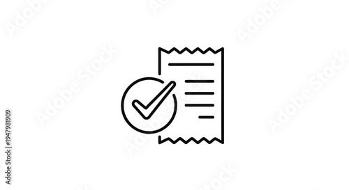 Checklist Icon with Check Mark and Receipt Paper, Task Completion Concept