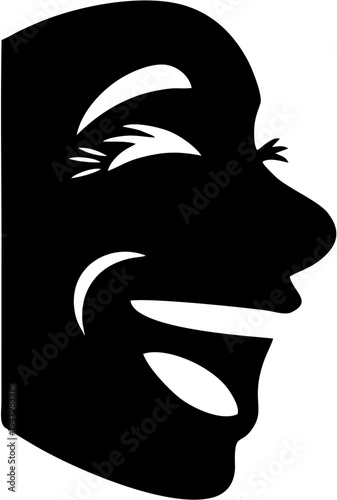 Theater Mask Silhouette Profile View.