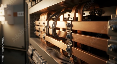 Industrial machinery with wooden slats and metal components.