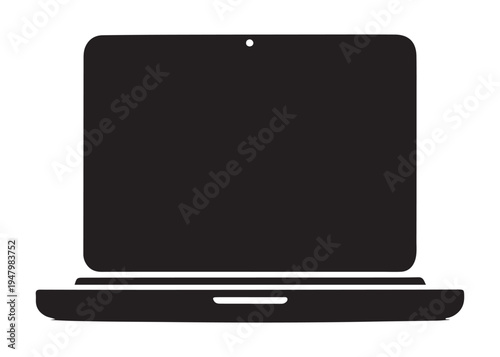 laptop logo silhouette vector, notebook laptop silhouette vector illustration, laptop computer silhouette  logo, digital technology laptop device logo silhouette design on white background 