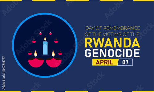 Day of Remembrance for Rwanda Genocide Victims, April 7th. Memorial Candles and Religious Symbols, Memorial Candle