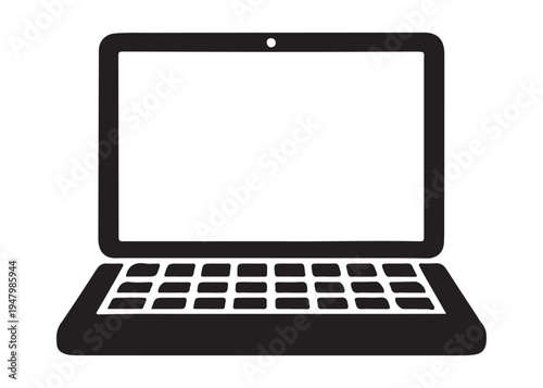 laptop logo silhouette vector, notebook laptop silhouette vector illustration, laptop computer silhouette  logo, digital technology laptop device logo silhouette design on white background 