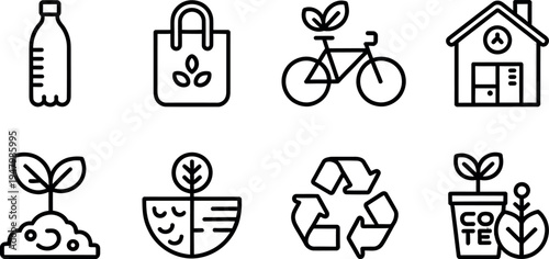Eco friendly living icons for world environment day sustainable future