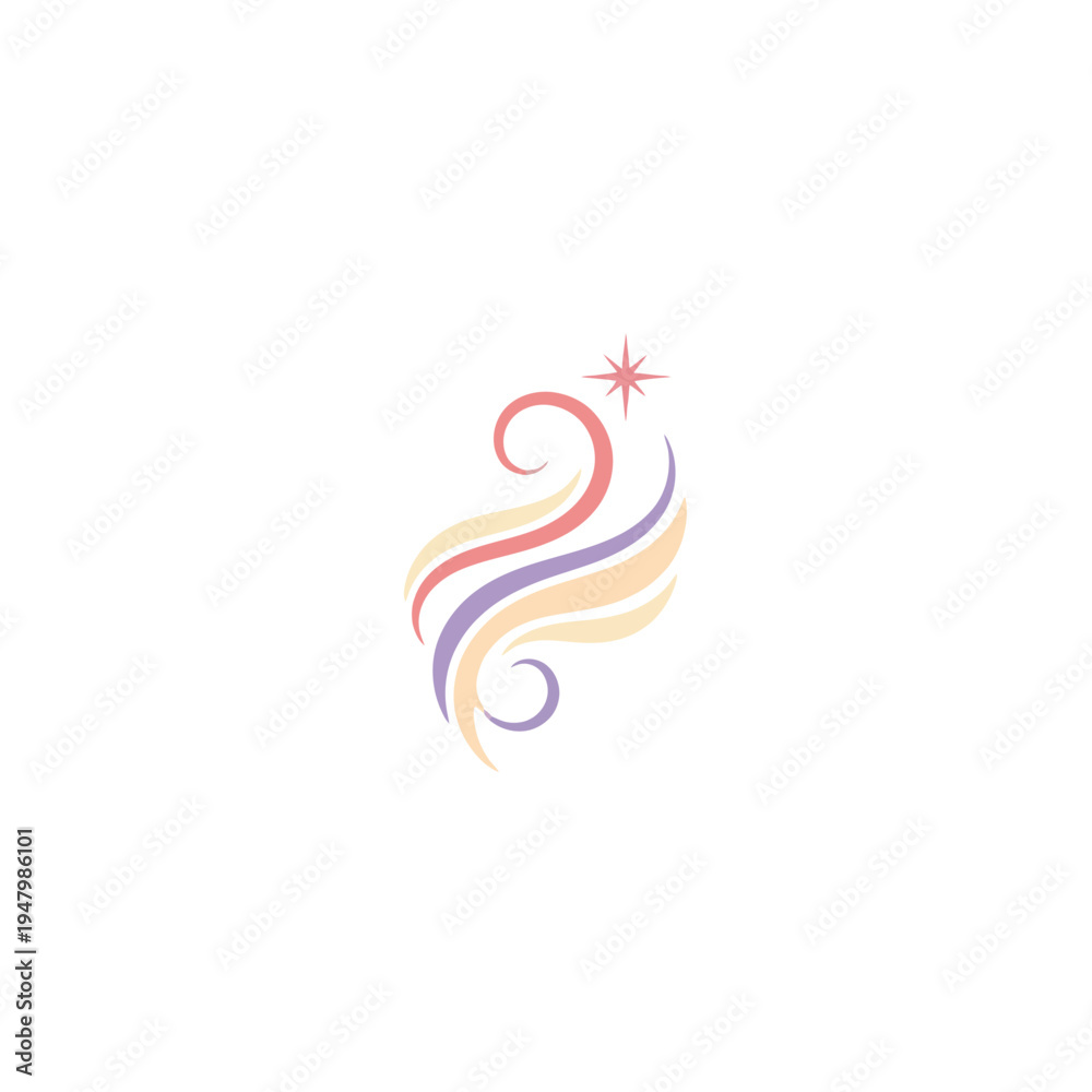 Obraz premium Abstract Swirls and Star Logo Design