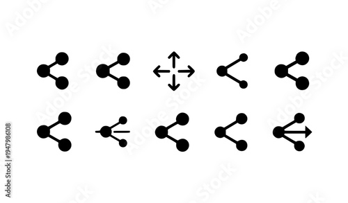 Share icon set with connected nodes and arrow sharing symbols minimalist vector collection