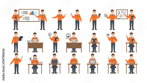 Versatile Professional Set: A compilation of professional figures in various stances, suitable for showcasing a wide array of work-related activities.