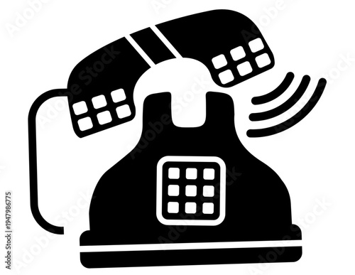 Black rotary phone with lifted receiver symbolizing communication and connection