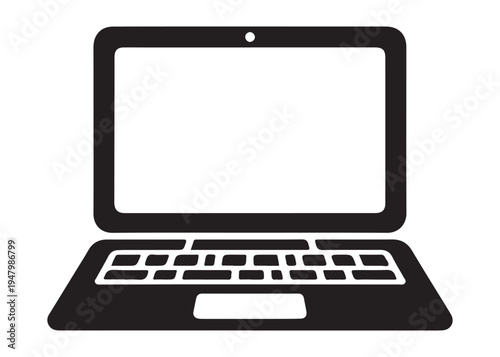 laptop logo silhouette vector, notebook laptop silhouette vector illustration, laptop computer silhouette  logo, digital technology laptop device logo silhouette design on white background 