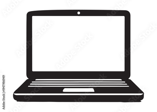 laptop logo silhouette vector, notebook laptop silhouette vector illustration, laptop computer silhouette  logo, digital technology laptop device logo silhouette design on white background 