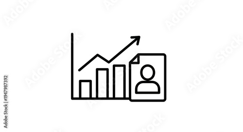 Business Growth Chart with Person Icon - Success, Analytics, Performance