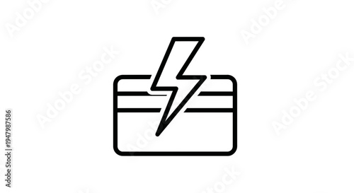 Credit Card Lightning Bolt Icon: Fast Payment, Instant Transaction, Secure Finance