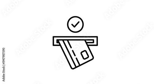 Credit Card Payment Confirmation Icon with Check Mark