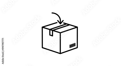 Delivery box icon with arrow pointing down, shipping and logistics symbol