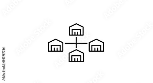 Decentralized Network of Warehouses or Distribution Centers Icon
