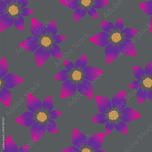 Exotic hand drawn flowers, seamless patterns with floral for fabric, textiles, clothing, wrapping paper, cover, banner, home decor, abstract backgrounds