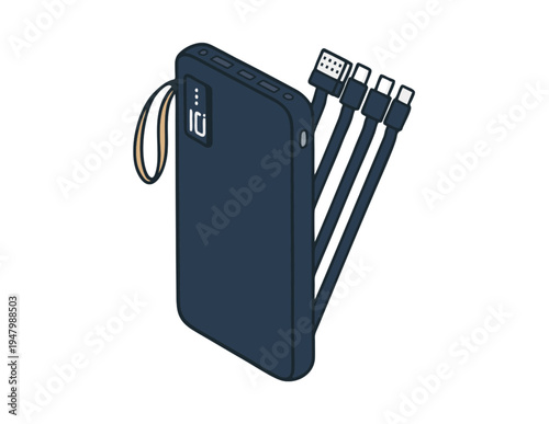 Portable power bank with multiple charging cables for devices