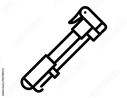 Black line drawing of a metal air pump nozzle on white background