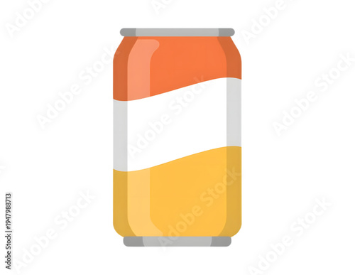 Colorful illustration of a soda can with orange and yellow liquid