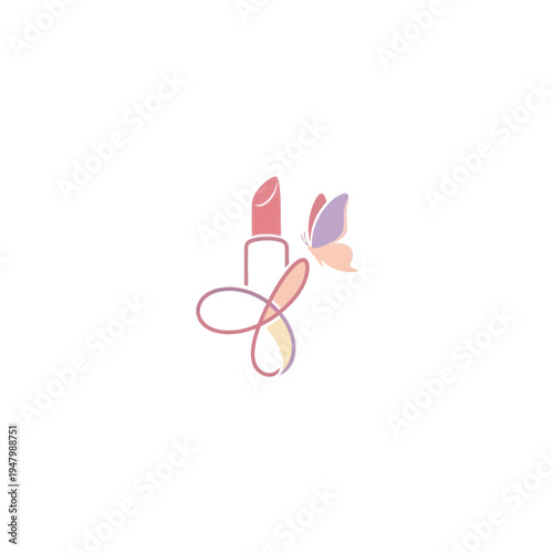 Elegant Lipstick and Butterfly Logo Design