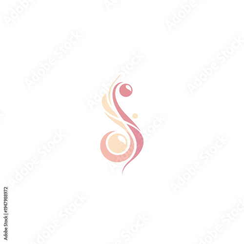 Elegant Swirls with Pearls: Abstract Soft Pink and Peach Design