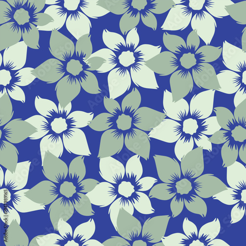 Seamless beautiful vintage flower pattern textile design	
