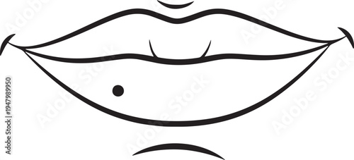 Vector illustration of smiling lips with piercing