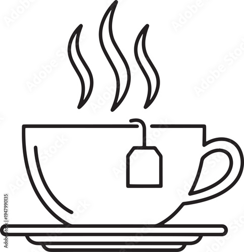 Vector hot tea cup icon with steam