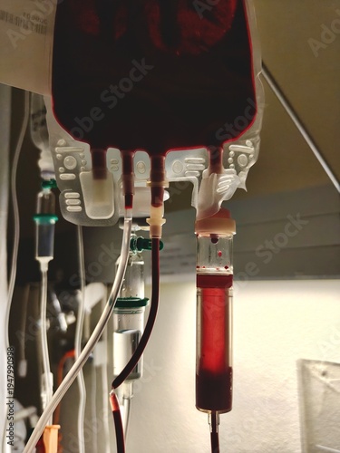 Konstfotografi Transfusión de sangre en hospital por donación de pacientes donantes
