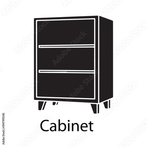 Wooden cabinet chest of drawers furniture silhouette vector icon