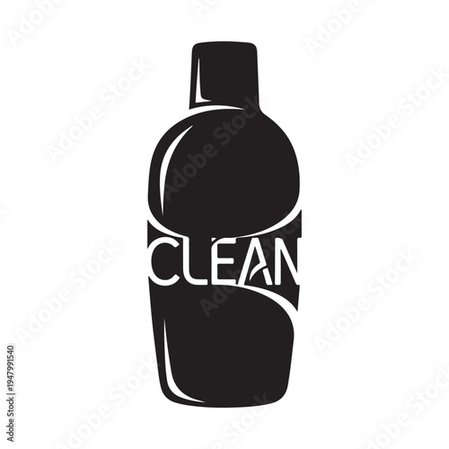 Toilet cleaner detergent plastic bottle silhouette vector icon