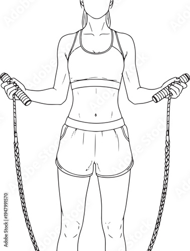 Vector illustration of woman jumping rope