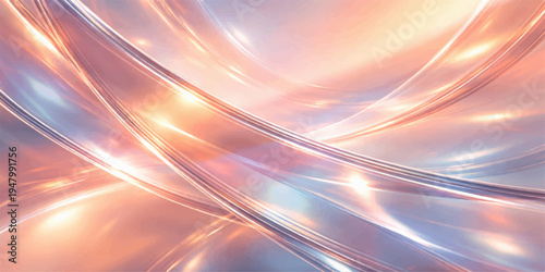 Abstract background with glowing blue lines and colorful fractal waves creates a futuristic energy motion effect on a bright rainbow light wallpaper texture