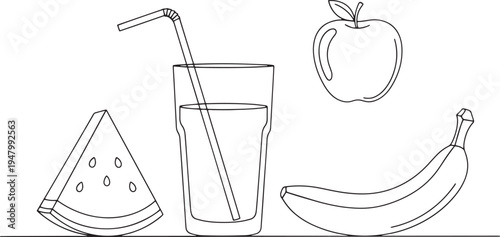 Set of 4 healthy food and drink icons vector