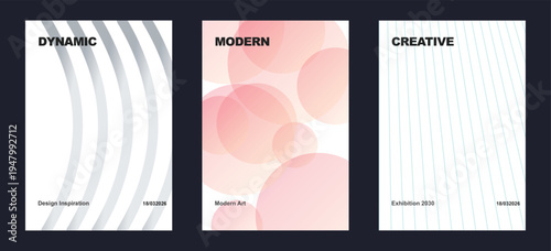 Abstract Minimalist Poster Design Set with Geometric Shapes and Lines