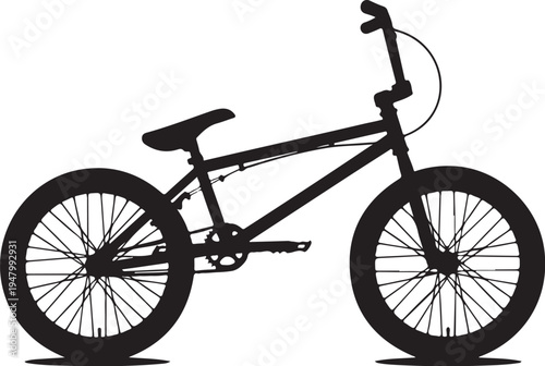 Vector bicycle icon, black silhouette, BMX bike