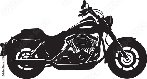 Vector motorcycle silhouette, black and white