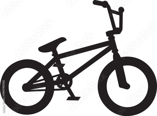 Vector bicycle icon, black BMX bike silhouette