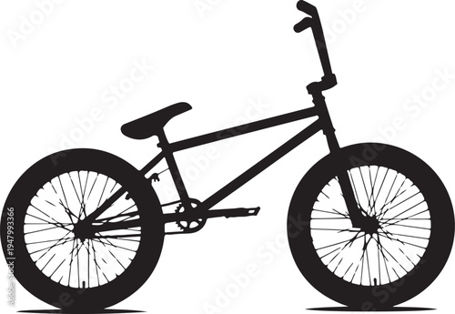 Vector bicycle icon, black BMX bike silhouette