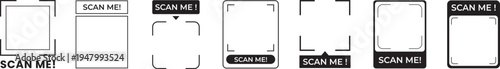 QR code. Scan me. Scan qr code icon. Scan me frame. QR code for mobile app, payment and phone. 