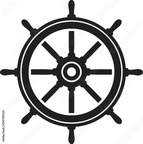 Vector ship wheel icon, steering wheel symbol