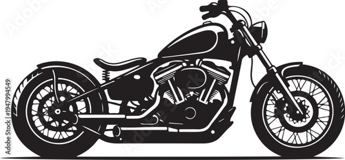 Vector motorcycle icon, black and white illustration