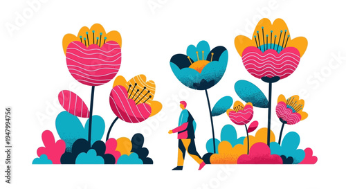 Empowered professional navigating a flourishing ecosystem of personal and career growth concepts