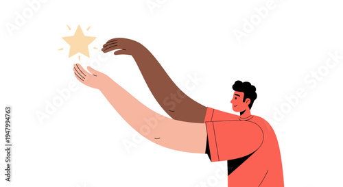 Diverse Professional Reaching for Excellence Representing High Performance Goals and Inclusive Business Success for Corporate Marketing