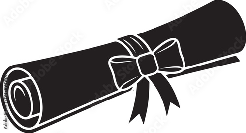 Vector illustration of a rolled up diploma with bow