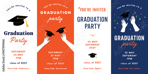 Class of 2027 Graduation Party Invitation Templates – Modern Printable Celebration Designs with Customizable Details, Senior Event Graphics, and Stylish Graduation Invite Layouts
