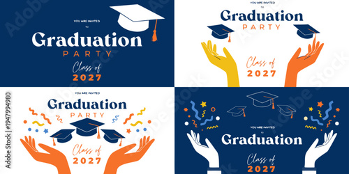 Class of 2027 Graduation Party Invitation Templates – Modern Printable Celebration Designs with Customizable Details, Senior Event Graphics, and Stylish Graduation Invite Layouts